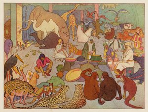 Arka Noego: Życie na morzu (kolorowa litografia) autorstwa Elmer Boyd Smith