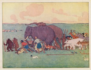 Arka Noego: Procesja (kolorowa litografia) autorstwa Elmer Boyd Smith