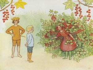 Lasse Liten w ogrodzie, 1923 r. autorstwa Elsa Beskow