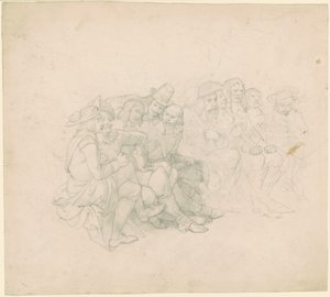 Mężczyźni w XVII-wiecznych strojach [recto] autorstwa Emanuel Gottlieb Leutze
