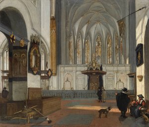 Holenderski: Widok chóru kościoła Janskerk w Utrechcie, widziany z nawy Widok chóru kościoła Janskerk w Utrechcie autorstwa Emanuel de Witte