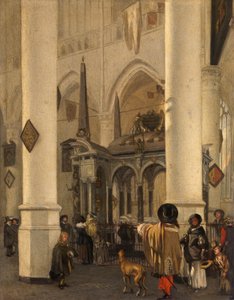 Die Nieuwe Kerk in Delft mit dem Grab von Wilhelm dem Schweiger autorstwa Emanuel de Witte