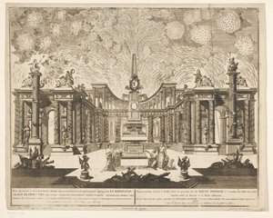 Vuurwerk w Moskou bij de viering van het einde van de Russisch-Turkse Oorlog, 1775 (Akt III) Reprezentacja fajerwerków, wystrzelona w obecności Jego Cesarskiej Mości z okazji obchodów pokoju zawartego między Rosją a Portą Osmańską (seria autorstwa Emel