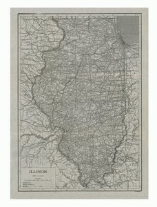 Mapa stanu Illinois, USA, ok. 1910 r.
