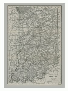 Mapa stanu Indiana, USA, ok. 1900