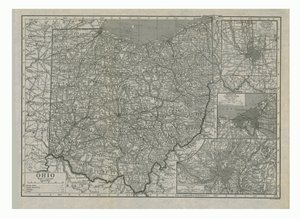 Mapa stanu Ohio, USA, ok. 1910 r. autorstwa Emery Walker