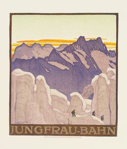 Jungfrau-Bahn, plakat reklamujący kolejkę górską Jungfrau (kolor lito)
