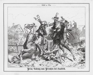 Śmierć księcia Ludwika Ferdynanda Pruskiego w bitwie pod Saalfeld autorstwa Emil Huenten