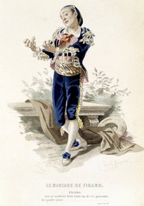 Figaro w „”Weselu Figara”” – w „”Dziełach wszystkich Beaumarchais””, rysunkach Emile Bayard, ed. Laplace Sanchez & cie, Paryż autorstwa Emile Antoine Bayard