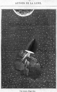 Leaving for the Moon, ilustracja z "Around the Moon" Jules Verne (1828-1905) Paryż, Hetzel, rycina Henri Theophile Hildibrand (1824-97) autorstwa Emile Antoine Bayard