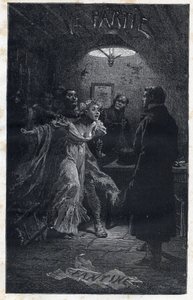 Monsieur Madeleine przybywa na ratunek Fantine w momencie jego aresztowania przez Javerta - Ilustracja Emile Bayard (1837-1891) do „” Les miserables - Premiere party: Fantine” Victora Hugo (1802-1885) 1862 autorstwa Emile Antoine Bayard