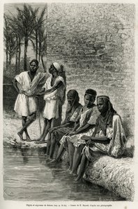 Murzyni i Murzyni z Sahary, nad brzegami rzeki Oued Rihr. Grawerowanie E.Bayarda, dla zilustrowania algierskiej Sahary, autorstwa V.Largeau, w latach 1874-1878, opublikowane w Tour du monde, pod kierunkiem Edouarda Chartona (1807-1890) autorstwa Emile Antoine Bayard