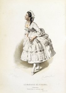 Suzanne w „”Weselu Figara”” – w „”Dziełach wszystkich Beaumarchais””, rysunkach Emile Bayard, wyd. Laplace Sanchez & cie, Paryż autorstwa Emile Antoine Bayard