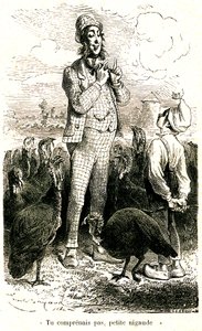 Anglik chce kupić indyki, ale Julien nie rozumie jego akcentu autorstwa Emile Antoine Bayard