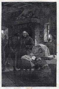 Myriel Eveque z rodziną w żałobie – ilustracja Emile Bayard (1837-1891) do „Nędzników – pierwsza część: Fantine” Victora Hugo (1802-1885) 1862 autorstwa Emile Antoine Bayard