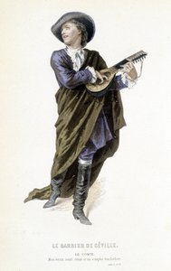 Hrabia Almavira w "Le barbier de Seville" w "Oeuvres completes de Beaumarchais", ed. Laplace Sanchez & cie, Paryż autorstwa Emile Antoine Bayard