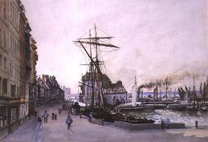 Nabrzeże w Honfleur (akwarela) autorstwa Emile Antoine Francois Herson