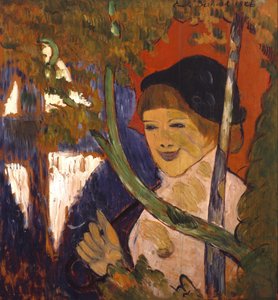 Bretonka z czerwonym parasolem autorstwa Emile Bernard