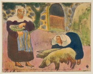 Bretonki karmiące świnie autorstwa Emile Bernard