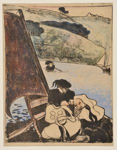 Bretończycy w łodzi na Aven autorstwa Emile Bernard