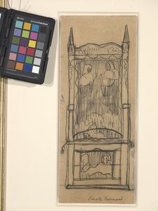 Projekt szafki/krzesła (czarny węgiel drzewny na jasnobrązowym papierze) autorstwa Emile Bernard