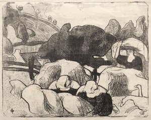 Les Bretonneries: Bretońskie kobiety robią stogi siana autorstwa Emile Bernard