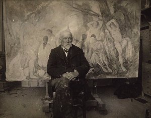 Paul Cézanne w swojej pracowni w Les Lauves, 1904. autorstwa Emile Bernard