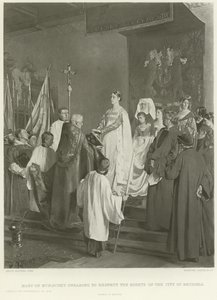 Maria Burgundzka przysięgająca szanować prawa miasta Brukseli (wklęsłodruk) autorstwa Emile Charles Wauters