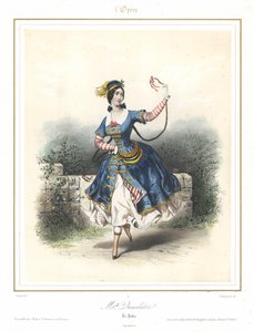 Francuska tancerka baletowa Adele Dumilatre tańcząca w Operze Paryskiej, ok. 1840 (kolor lito)