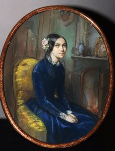 Portret Idalii Poletiki (?) (Portret I. Poletiki). Praca Emile Francois Dessain (1808-1882), akwarela i pastel na papierze autorstwa Emile Francois Dessain