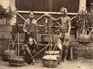 Kupcy owoców, Cochinchina, 1866. autorstwa Emile Gsell