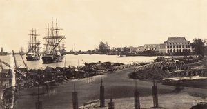 Widok ustanowienia cesarskich Messageries, 1866. autorstwa Emile Gsell