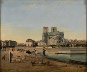 Apsyda Notre-Dame, widziana z Quai de la Tournelle, 1860. autorstwa Emile Harrouart