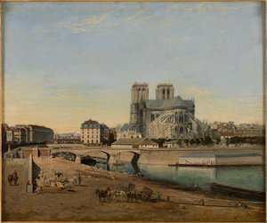 Francuski: Le chevet de Notre-Dame, widok na Quai de la Tournelle autorstwa Emile Harrouart