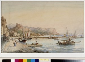 Widok na port Cassis Akwarela autorstwa Emile Henry (1822-1920) Fondation pozdrowienia de Provence, Marseille autorstwa Emile Henry