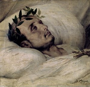 Napoleon I (1769-1821) na łożu śmierci autorstwa Emile Jean Horace Vernet