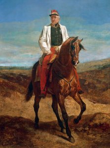 Portret konny Thomasa Roberta Bugeaud de la Piconnerie (1784-1849), księcia Isly w 1844 r., marszałka Francji w 1843 r., gubernatora generalnego Algierii. autorstwa Emile Jean Horace Vernet