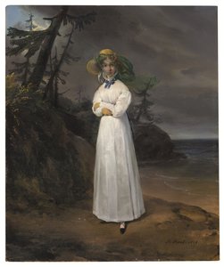 Portret wdowy hrabiny Jean-Henri-Louis Greffulhe w krajobrazie autorstwa Emile Jean Horace Vernet
