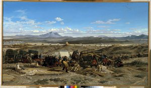 Obóz w południe. Obraz Emile Loubon (1809-1863). Olej na płótnie. Musee Granet, Aix en Provence