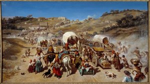 Emigracja w czasie epidemii cholery w Marsylii w 1850 r. Obraz Emile Loubon (1809-1863) 1850 wym. 0,74 x 1,70 m Montpellier musee Fabre