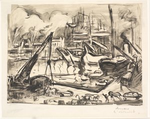 Basen portowy Kattendick w Antwerpii. autorstwa Emile Othon Friesz