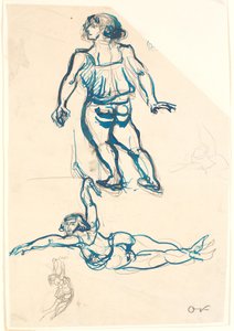 Trzy studia akrobatki na trapezie i chodzeniu. autorstwa Emile Othon Friesz