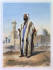 Fellah ubrany w Habę, ilustracja z „Doliny Nilu”, sztychowana przez Charlesa Boura (1814-81) wyd. przez Lemercier, 1848 autorstwa Emile Prisse d