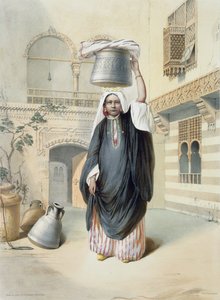 Młoda arabska dziewczyna powracająca z łaźni tureckiej w Kairze, ilustracja z „Doliny Nilu”, sztychowana przez wyd. Emile Desmaisons (1812-80). przez Lemercier, 1848