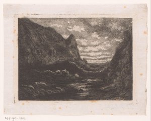 górskie jezioro autorstwa Emile Puttaert (attributed to)