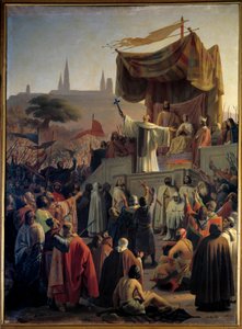 Św. Bernard z Clairvaux (San Bernardo di Chiaravalle) głoszący drugą krucjatę w obecności króla Ludwika VII i królowej Alienor Akwitanii i księdza Sugera w Vezelay w Burgundii 31 marca 1146 r. (Św. Bernard przepowiada drugą krucjatę w Vez