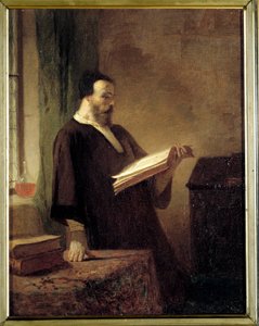 Bibliofil Mężczyzna czytający książkę. Obraz Emile Vaude (1819-1884) XIX-wieczne Muzeum Sztuk Pięknych w Troyes autorstwa Emile Vaude