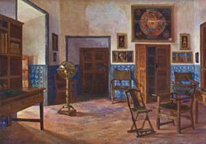 El Elscorial: dom Felipe II (kolorowa litografia) autorstwa Emilio Poy Dalmau