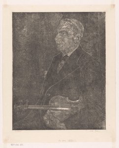 Portret ojca artysty ze skrzypcami autorstwa Emilius Wilhelmus Dehé (signed by artist)