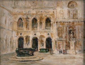 Cortile, Pałac Dożów (olej na panelu) autorstwa Emily Murray Paterson